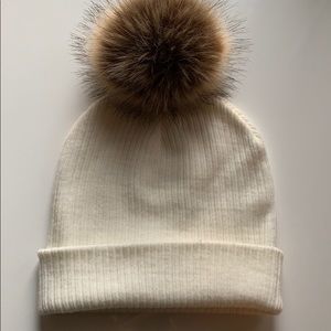 White beanie with Pom Pom (never worn)